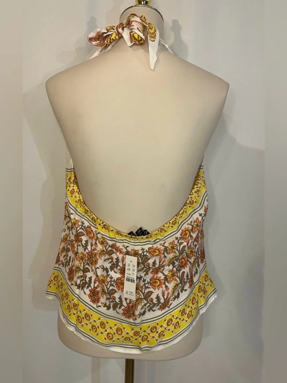 J.Crew Open-back halter top in sunset rose block print